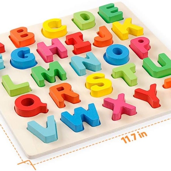 NEW, Coogam, Wooden Alphabet Puzzle, Letters Peg Board ABC Blocks, Montessori - Picture 9 of 10